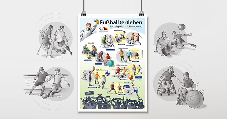 Illustrationen–Layout–Motive des Behinderten Fußballs ©Frank Engel Deutscher Behindertensportverband e.V. National Paralympics Commitee Germany