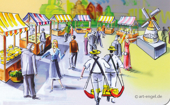 Käsemarkt Auftragsillustration von Frank Engel