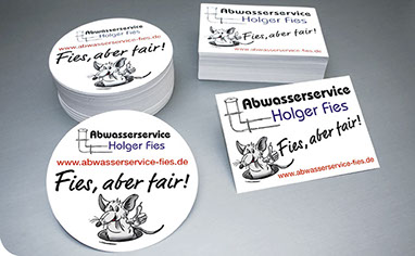 Bierdeckel und Aufkleber für Holger Fies Abwasserservice